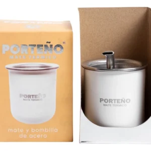 Mate Acero Porteño Blanco Pack x4