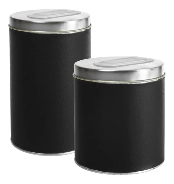 Latas Yerbera Con Pico Vertedor Y Azucarera Mates Color Negro
