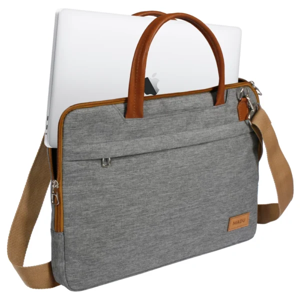 Maletin Porta Notebook 15.6 Organizador Impermeable Gris Exclusivo - Image 4