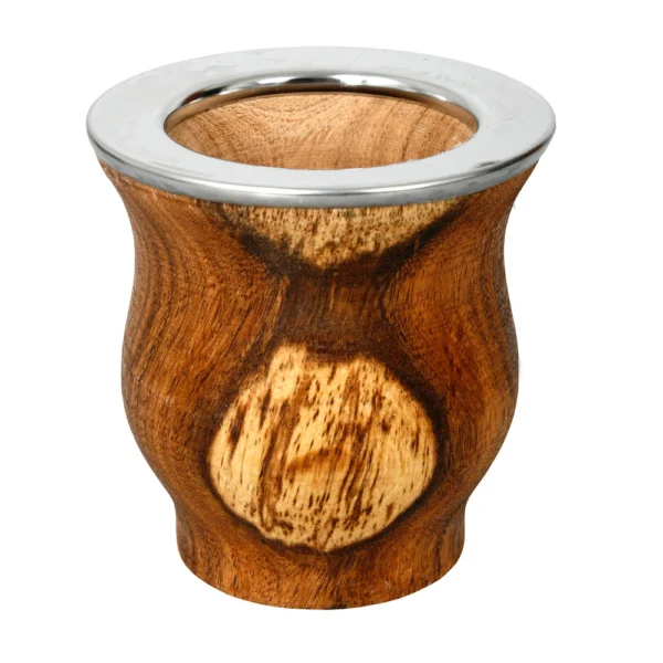 Mate De Madera Algarrobo Artesanal Virola Acero Madu Color Marrón
