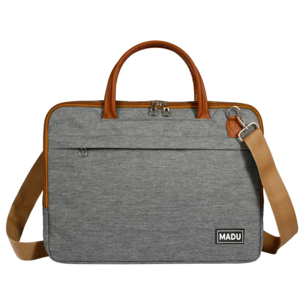 Maletin Porta Notebook 15.6 Organizador Impermeable Gris Exclusivo - Image 3