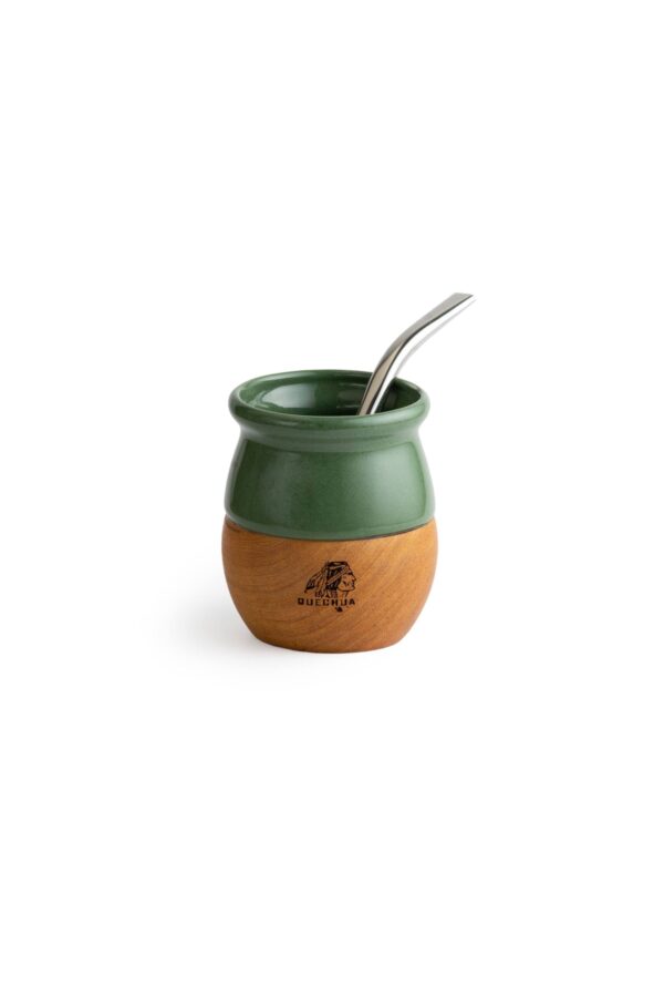 Mate Ceramica y Madera Quechua Verde Pack x4 - Image 4