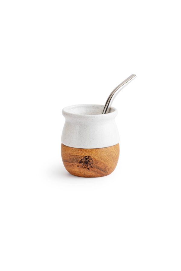 Mate Ceramica y Madera Quechua Blanco Pack x4 - Image 4
