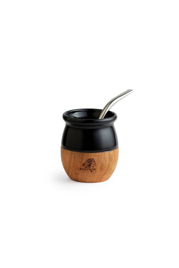 Mate Ceramica y Madera Quechua Negro Pack x4 - Image 3