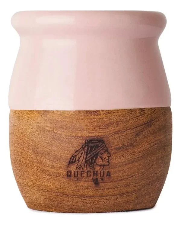 Mate Ceramica y Madera Quechua Rosa Pack x4 - Image 2