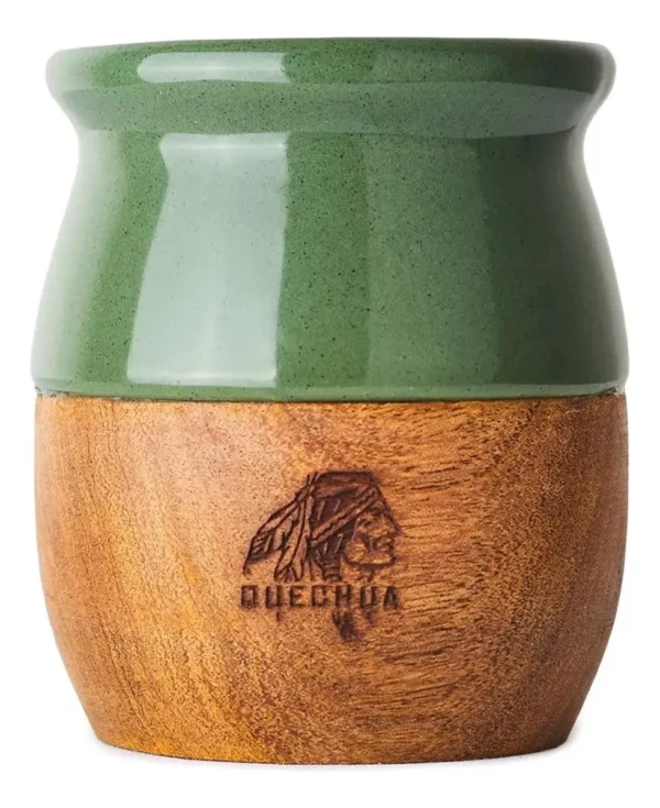 Mate Ceramica y Madera Quechua Verde Pack x4 - Image 2