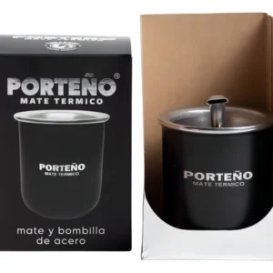 Mate Acero Porteño Negro Pack x4