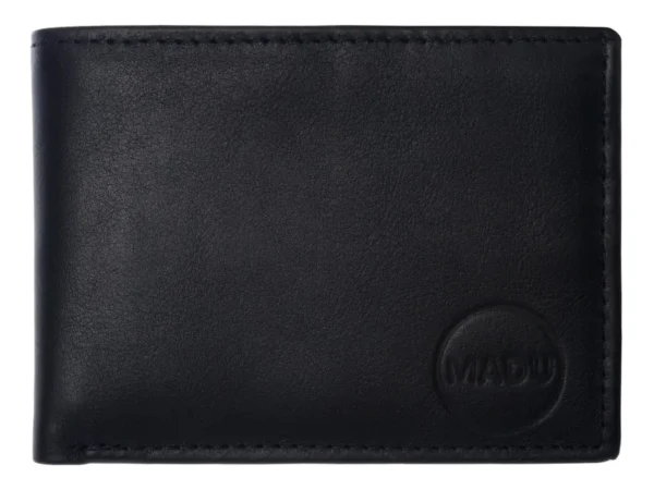 Billetera Hombre Cuero Vacuno Exportacion Con Volante Madu Negro