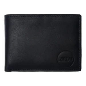 Billetera Cuero Legitimo Hombre Simple Sin Volante Madu Negro