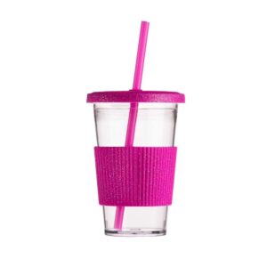 Vaso Con Sorbete Fucsia Glitter Pack de 10 Unid