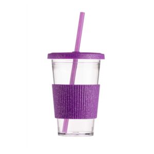 Vaso Con Sorbete Lila Glitter Pack de 10 Unid