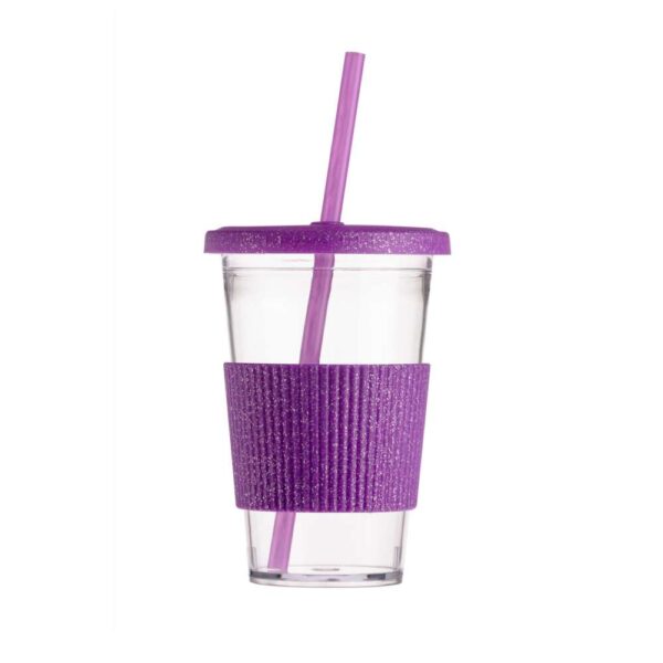 Vaso Con Sorbete Lila Glitter Pack de 10 Unid