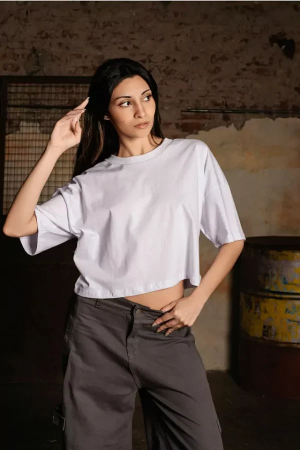Remera Overzise Boxy Crop Top Aesthetic Corta - Image 2