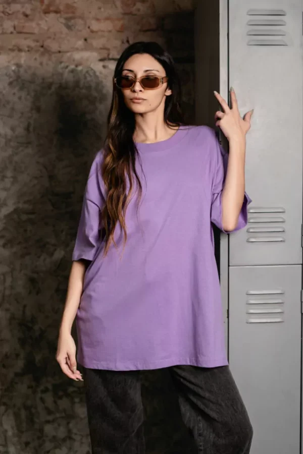 Remera Oversize Liso Amplia 100% Algodon Premium Lila