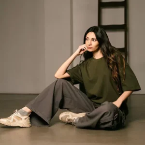 Remera Oversize Liso Amplia 100% Algodon Premium Verde Militar